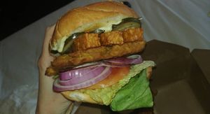 Chickn Tempeh burger at Vertical Diner and The Gold Room in Portland