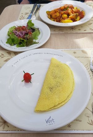 Tapioca with mushrooms and gnocchi at Vert Café in Brasilia