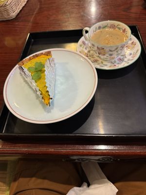 Pie with grain coffee  at Cafe 369 in Chiba