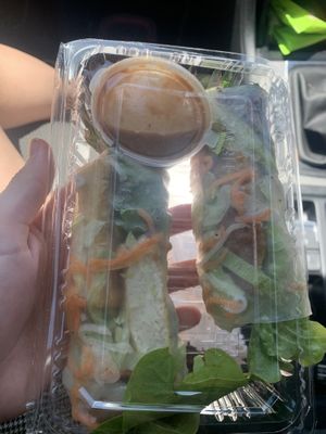 Tofu + Mock chicken rice paper rolls at BunMee Bay in Rosebud