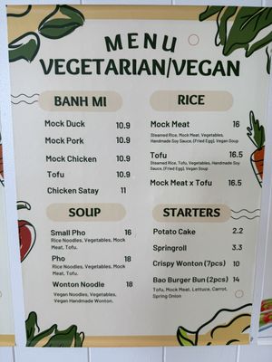 Vegan menu 1  at BunMee Bay in Rosebud