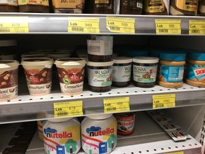 Nut butters at Conad in Tirana