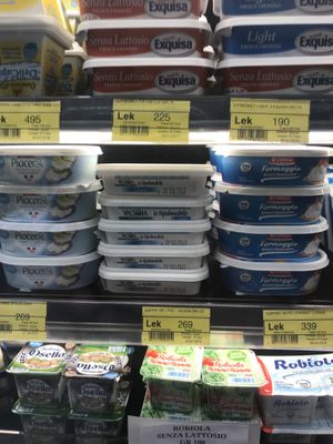 Valsoia cream cheese at Conad in Tirana