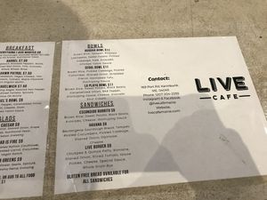 Menu 2/2 at Live Cafe in Kennebunk