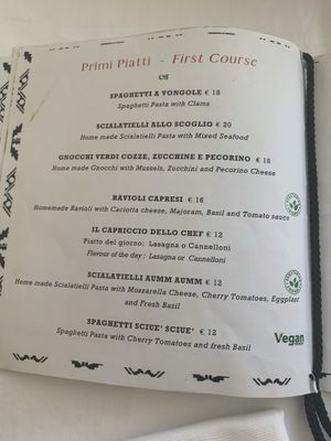 Additional vegan options at La Terrazza di Venere in Capri