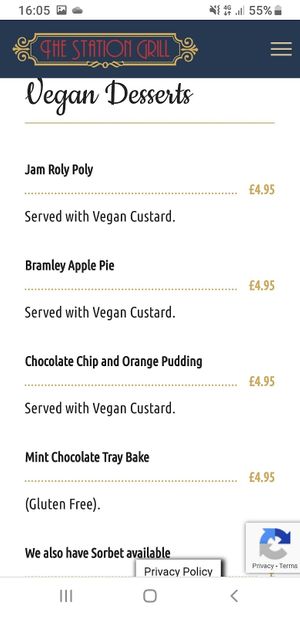 Desserts at The Station Grill in Llansantffraid