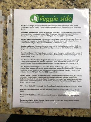 The full menu!! at The Veggie Side in Hauppauge