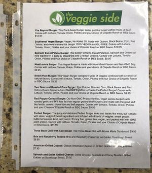 Vegan Menu  at The Veggie Side in Hauppauge
