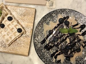 Brownie und Waffeln Vegan  at LUUC Café in Saarbrucken