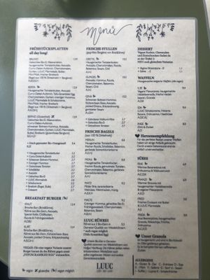 Menu   at LUUC Café in Saarbrucken