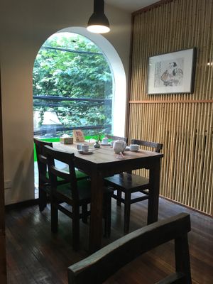 upstairs restaurant with great view at Ji Xiang Cao - Lucky Zen & Veg Restaurant in Shanghai