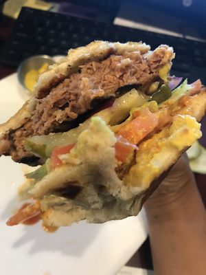 Beyond Burger on a Pretzel Bun  at Slate Bistro & Bar in Gilbert