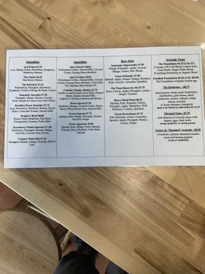 Menu at The Superfood Co in Marietta