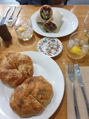 Mushroom wrap, caprese and cheese acma, mushroom and cheese acma at Kardo Cafe and Eatery in Melbourne