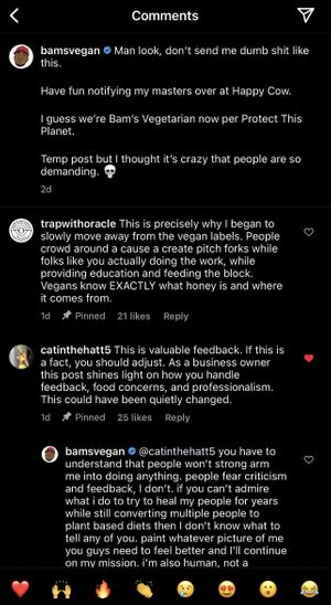 "So demanding" aren't you suppose to be doing it for the animals? Not us? But i guess that's what happens when you're in it for the money.   at Bam's Vegan in Dallas