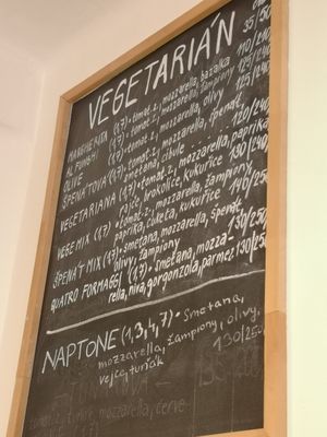 Vegetarian menu at La Pizza Berra in Liberec