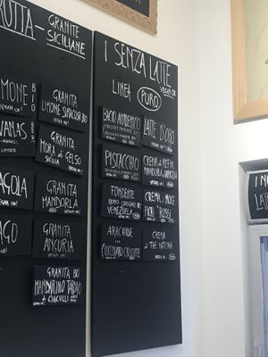 Senza latte=without milk  at Accademia del Gelato in Udine