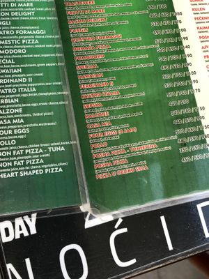 Menu at Night & Day in Nis