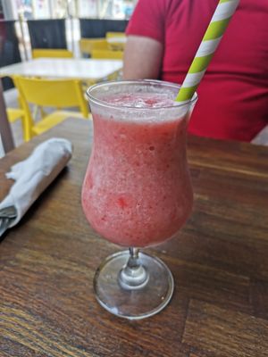Strawberry smoothie at Yanto's Pancake House in Gloucester