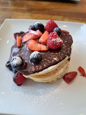Vegan chocolate Berry pancakes at Yanto's Pancake House in Gloucester