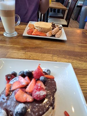 Vegan all day breakfast Pancakes at Yanto's Pancake House in Gloucester