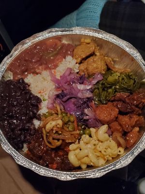 Sample plate with all the fixins. My friend cried when she tasted it because it was so good. at Belmont Vegetarian Restaurant in Worcester