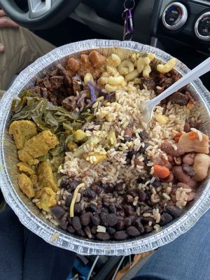 I already dug in and THEN remembered to take a picture 😋 This is the large plate with a little bit of everything   at Belmont Vegetarian Restaurant in Worcester