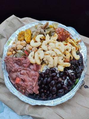 Plate made up special with a little bit of everything, so good!! at Belmont Vegetarian Restaurant in Worcester