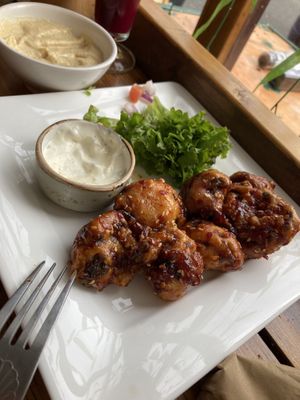 AmazIng spicy buffalo cauli wings  at The Eating Gorilla in Penrhyndeudraeth