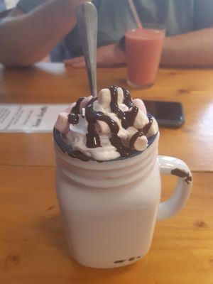 Fully loaded hot chocolate at The Eating Gorilla in Penrhyndeudraeth
