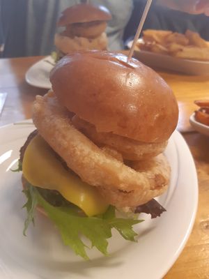 Gorilla Filler Burger - Huge Onion Rings! at The Eating Gorilla in Penrhyndeudraeth
