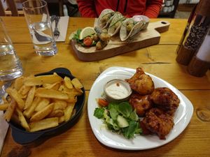 Cauliflower wings and "fish' finger tacos at The Eating Gorilla in Penrhyndeudraeth
