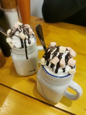 Hot chocolates with coconut milk at The Eating Gorilla in Penrhyndeudraeth