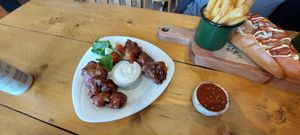 Wings half and half at The Eating Gorilla in Penrhyndeudraeth