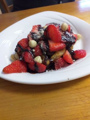 Breakfast waffle at The Eating Gorilla in Penrhyndeudraeth