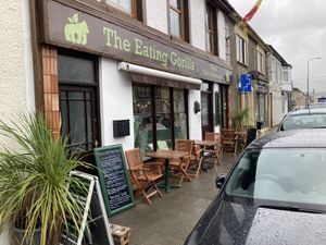 From outside, in the rain  at The Eating Gorilla in Penrhyndeudraeth