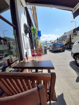 Outside seats at The Eating Gorilla in Penrhyndeudraeth
