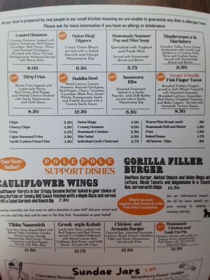 Menue at The Eating Gorilla in Penrhyndeudraeth