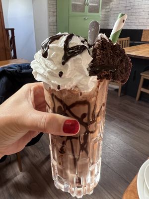 chocolate brownie milkshakee  at The Eating Gorilla in Penrhyndeudraeth