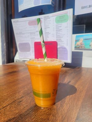 Apple & Blood Orange Freshly Pressed Juice (Takeaway). at The Eating Gorilla in Penrhyndeudraeth
