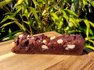 Homemade Dark Chocolate & Brazil Nut Brownie. at The Eating Gorilla in Penrhyndeudraeth