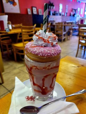 Strawberry Donut Shake (Special) at The Eating Gorilla in Penrhyndeudraeth