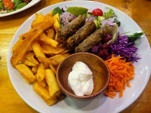 Lambless Kofta (flatbread swapped for salad). at The Eating Gorilla in Penrhyndeudraeth