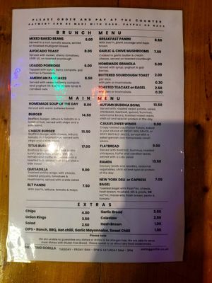 Dec 2025 Lunch and Brunch Menu. at The Eating Gorilla in Penrhyndeudraeth
