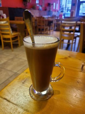Almond Latte. at The Eating Gorilla in Penrhyndeudraeth