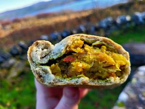 Kerelan Chickpea Cauliflower Pasty. at The Eating Gorilla in Penrhyndeudraeth