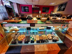 Bakes Display March 2026. at The Eating Gorilla in Penrhyndeudraeth