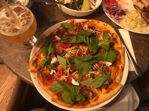 Mushroom pizza at OMM INN in Eskisehir