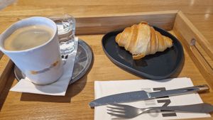 Americano and croissant at OMM INN in Eskisehir