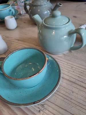 Cup of tea (Feb 2025) at Ty Medi in Machynlleth